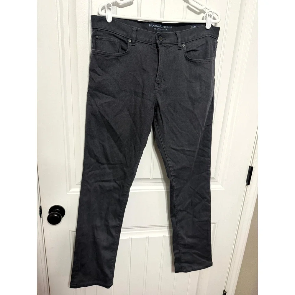 Banana Republic Pants Mens 34x34 The Traveler Slim Gray Stretch EUC